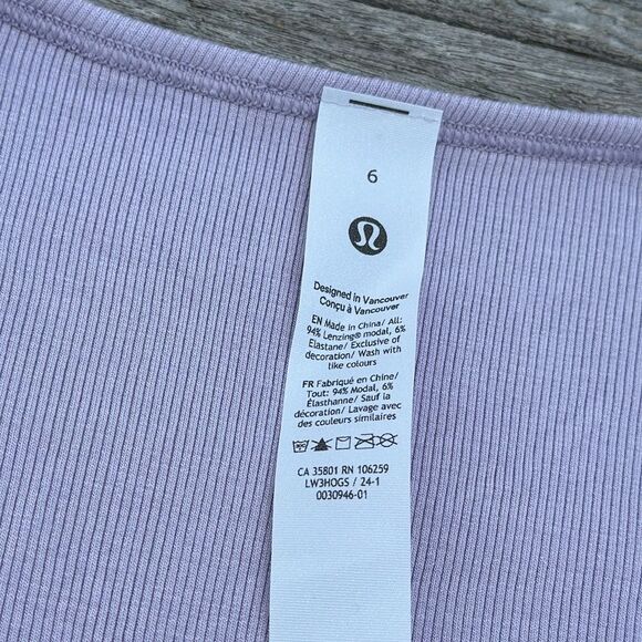 Lululemon Wrap-Front Ribbed Long Sleeve Top Lilac Esther purple WOMENS SIZE 6 - Picture 4 of 8